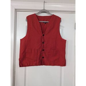 Ted Baker Linen Blend Vest women's size 5 (XL) brick red‎ boxy vintage